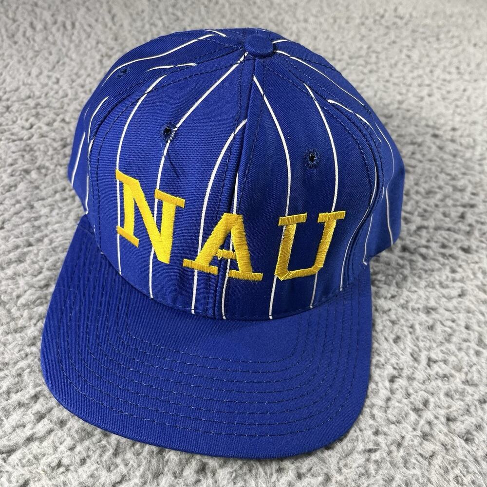 Vintage NAU Lumberjacks Hat Top of the World Royal Blue Pinstripe Snapback Cap